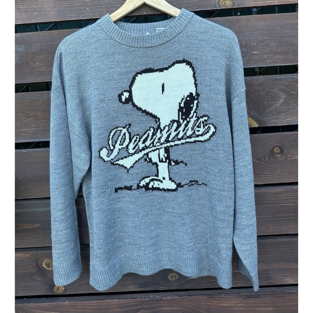 H&M Women's Gray Knit Snoopy Sweater‎ Size Small